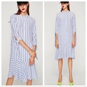 Zara | Striped Asymmetrical Shirtdress